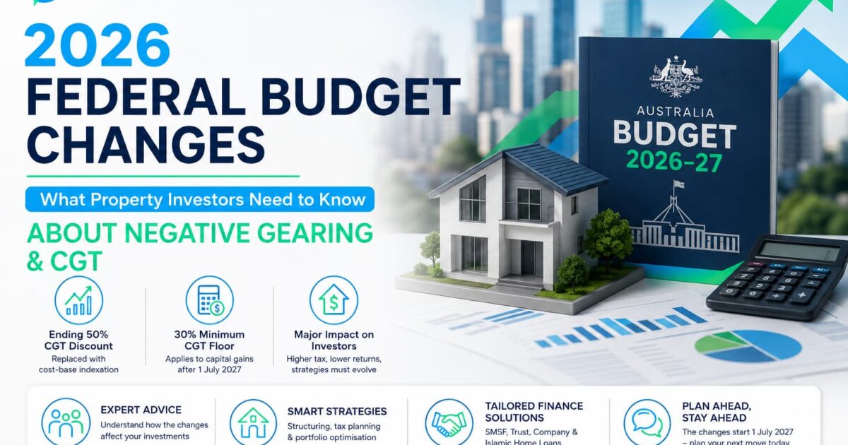 2026 Federal Budget changes negative gearing and CGT impact on Australian property investors infographic