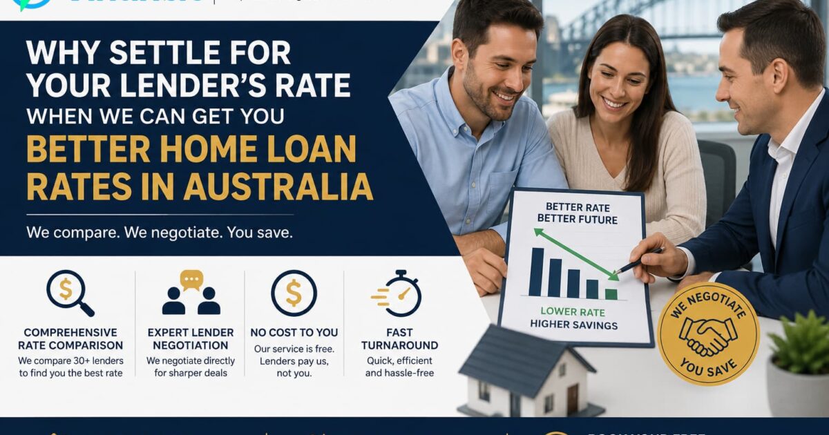 Financio Lending Solutions promotional graphic showing why Australian homeowners should seek better home loan rates instead of settling for their current lender
