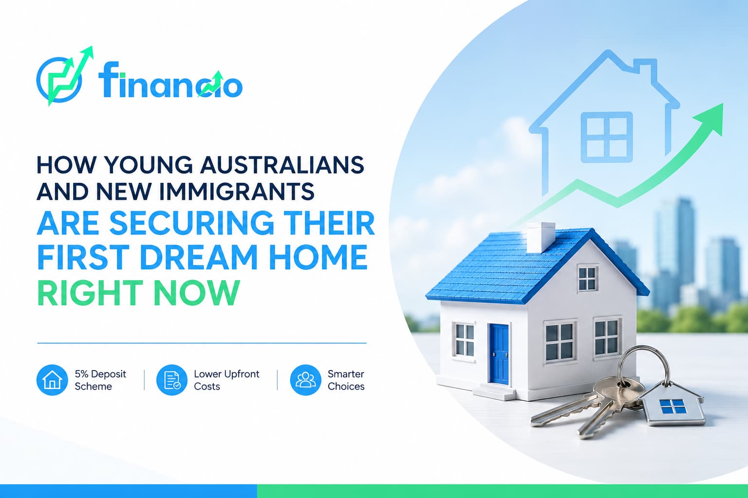 Young Australian couple and new immigrant family standing outside their first dream home in Australia with keys in hand